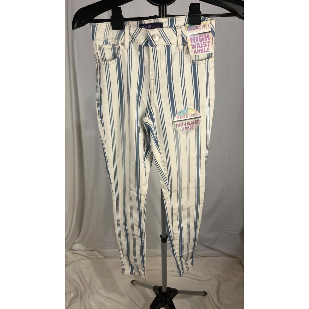 Blue Spice Women’s White Pants Size‎ 1 Blue Stripe Casual Summer Trousers